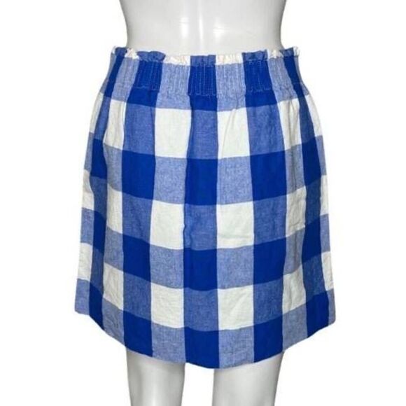✨J Crew Blue-White Check Sidewalk Mini Sz 8 Skirt Ruffle✨ - Picture 5 of 9